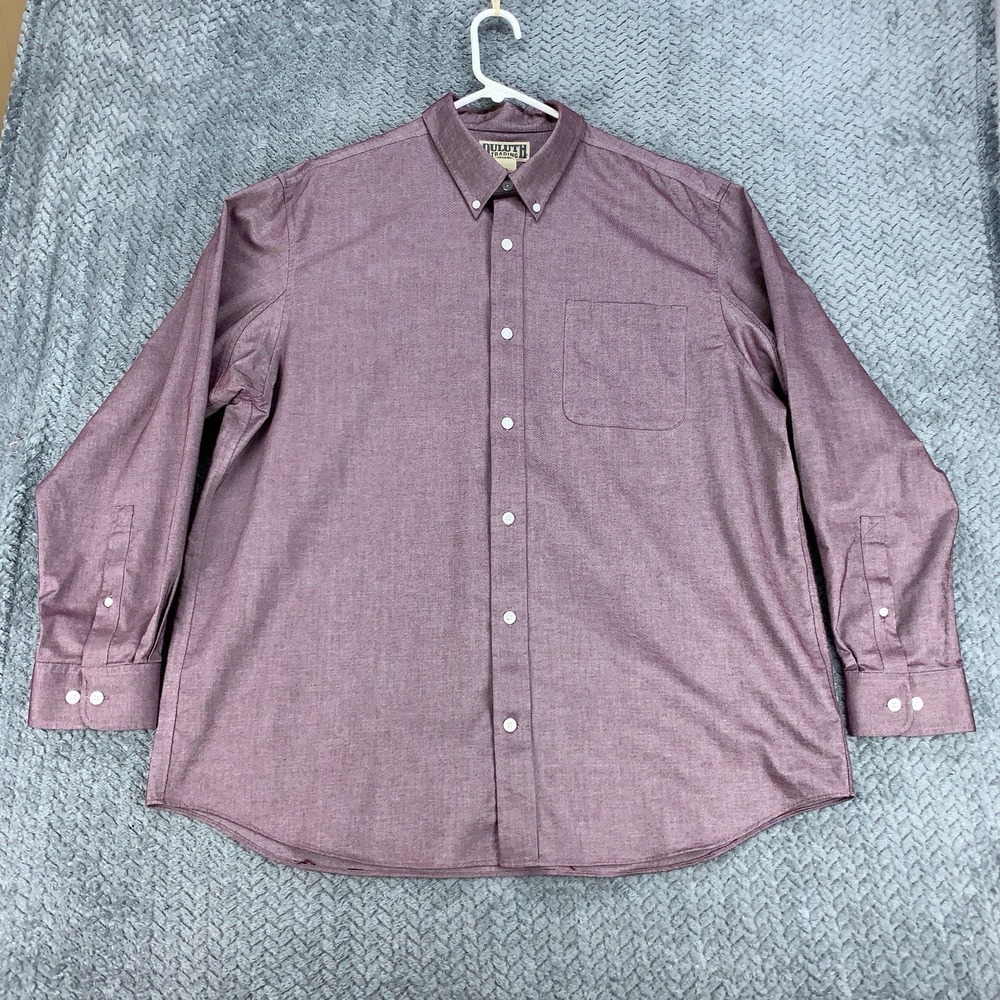 Duluth Trading Co. Shirt Men's XL 100% Cotton Purple Button Front Work Oxford